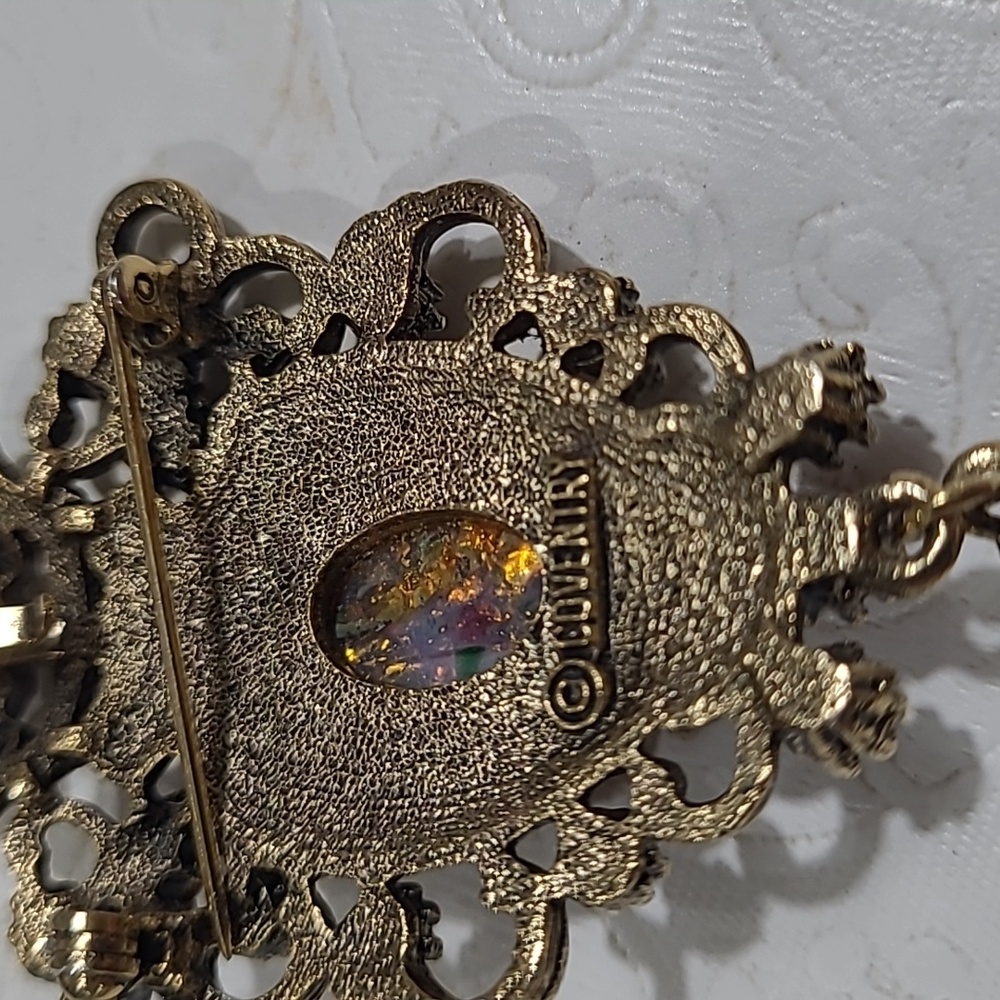 Sarah Coventry Contessa/Cabochon Rhinestone Brooch/Pendant Vintage Multicolor - Picture 10 of 11
